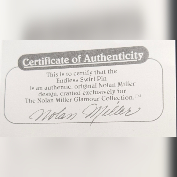 Vintage Brooch by Nolan Miller Endless Swirl Pin with Crystal Accents - Picture 4 of 4